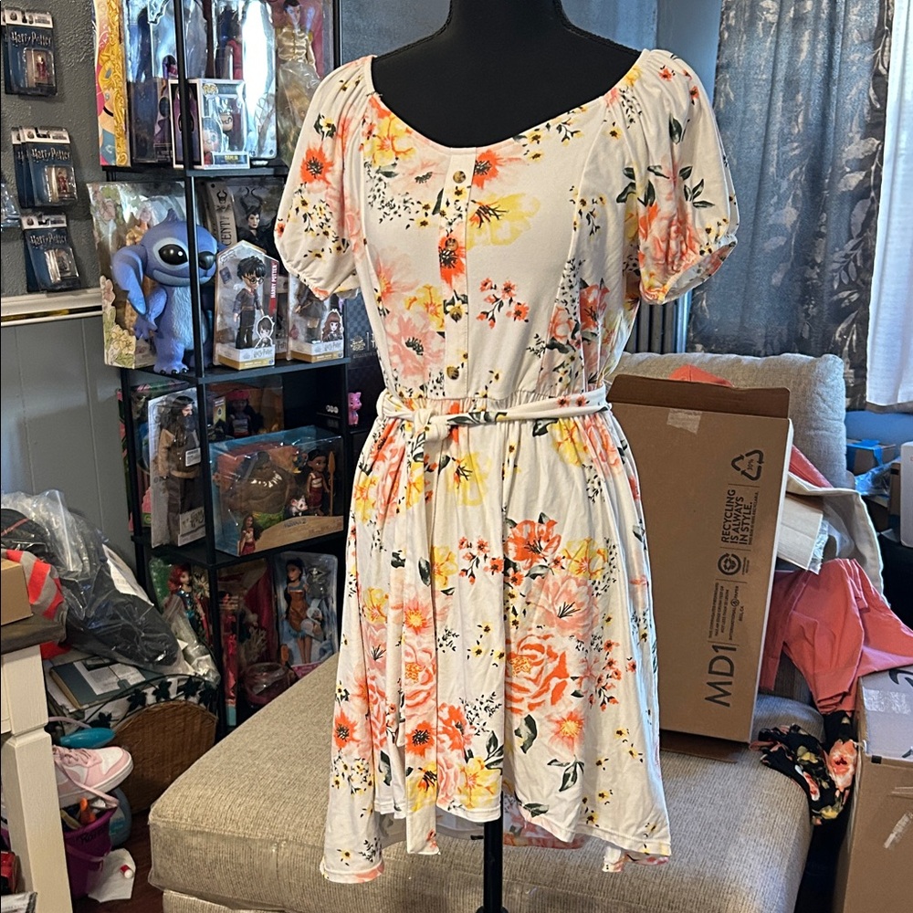 2 No Boundaries Floral Mini Dress - White,Pink,and black pink.